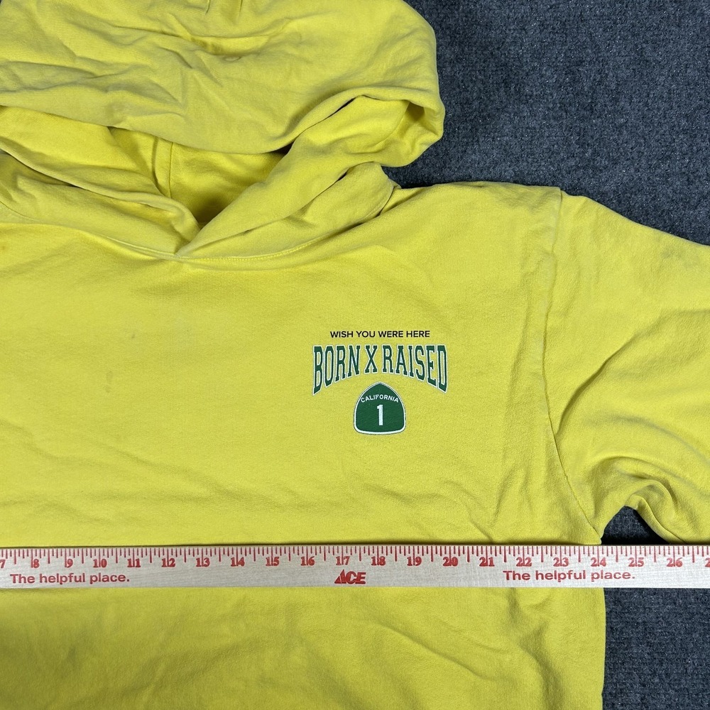 Born x Raised Wish You Were Here Yellow Pullover Hoodie Men's Size XL  #2506 - Picture 8 of 11